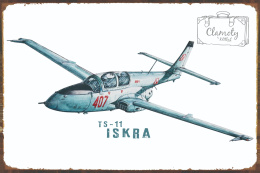 Tablica Ozdobna Blacha 20x30 cm Samolot Iskra TS-11 Retro Vintage