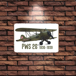 Tablica Ozdobna Blacha 20x30 cm Samolot Szkoleniowy PWS 26 Retro Vintage