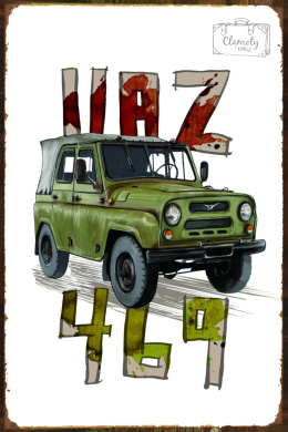 Tablica Ozdobna Blacha 20x30 cm UAZ 469 Samochód terenowy Retro Vintage