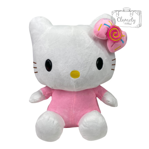 Maskotka Pluszowa Hello Kitty Różowe Ubranko Kokardka 45x30x20