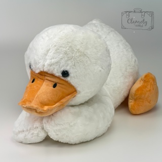 Maskotka Pluszowa Leżąca Biała Kaczka 50x25x25 cm
