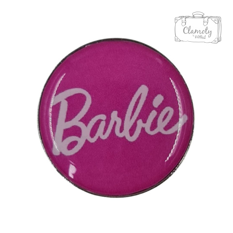Metalowa Okrągła Różowa Przypinka Barbie Pin