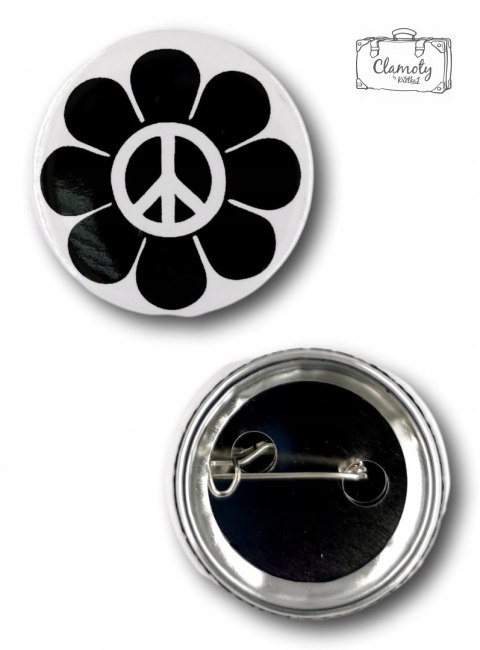 Przypinka Metalowa Okrągła Pacyfka Kwiat Metal Pin