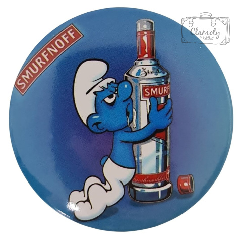 Przypinka Okrągła The Smurfs Vodka Smerfy Śmieszne Kawalerski