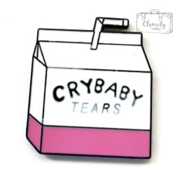 Przypinka Pudełko Na Łzy Biało-Różowe Crybaby Tears Buton Metal Pin 1