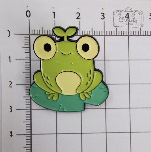 Przypinka Żaba Siedzaca Zielony Buton Metal Pin