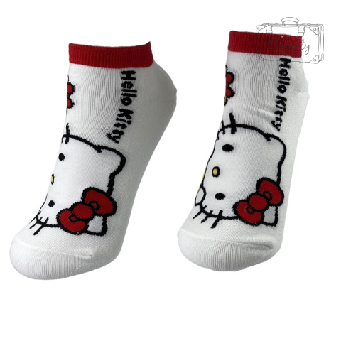 Skarpetki Bawełniane Białe Stopki Hello Kitty Damskie Kitty 36-40