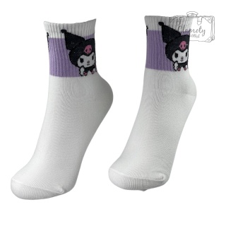 Skarpetki Bawełniane Białe Długie Kuromi Damskie Hello Kitty 36-40