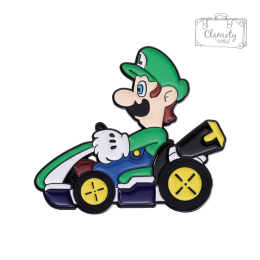 Metalowa Przypinka Gamer Super Mario Bros Gokart Luigi Game