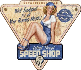 Tablica Tabliczka Blacha Ozdobna Garage Speed Car Shop Girl Vintage