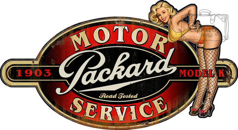 Tablica Tabliczka Blacha Ozdobna Motor Service Packard Girl Vintage
