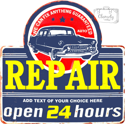 Tablica Tabliczka Blacha Ozdobna Car Repair Open 24 Hours Vintage