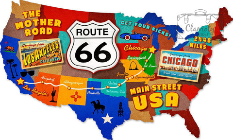 Tablica Tabliczka Blacha Ozdobna Stany USA Mapa Route 66 Maps Vintage