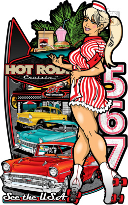 Tablica Tabliczka Blacha Ozdobna Hot Rods Hot Girl See The USA Retro