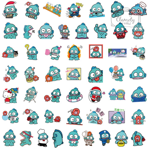 Zestaw Naklejek Wlepki StickerBomb Fish Hangyodon Hello Kitty N419