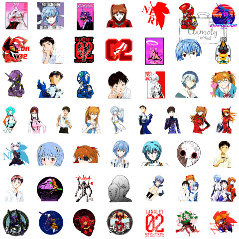 Zestaw Naklejek Wlepki StickerBomb Neon Genesis Evangelion Asuka Rei N402