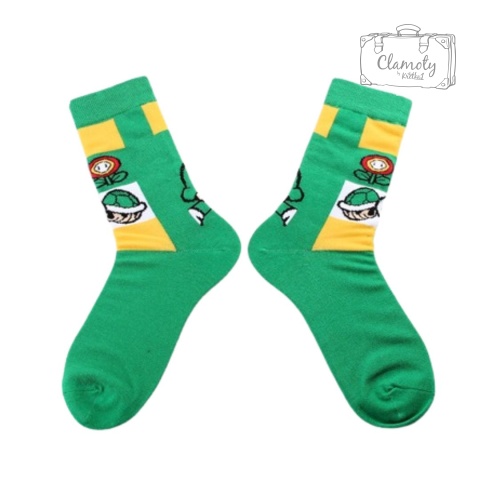 Skarpetki Skarpety Długie Bawełniane Zielone Green Super Mario Bros 39-44