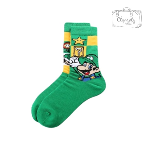 Skarpetki Skarpety Długie Bawełniane Zielone Green Super Mario Bros 39-44