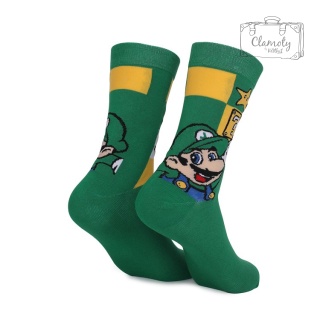 Skarpetki Skarpety Długie Bawełniane Zielone Green Super Mario Bros 39-44