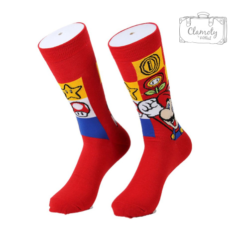 Skarpetki Skarpety Długie Bawełniane Czerwone Red Super Mario Bros 39-44