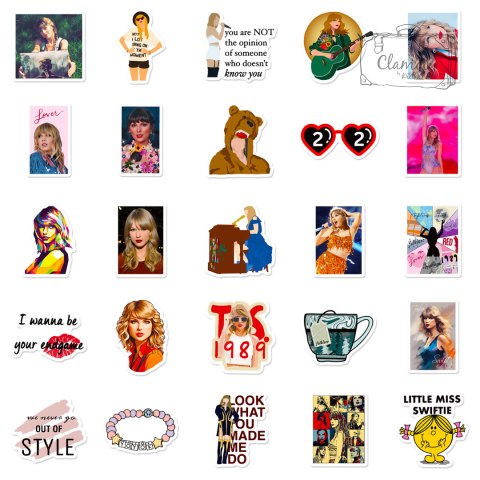Zestaw Naklejek Wlepki StickerBomb Piosenkarka Tyler Swift Sing Music N432