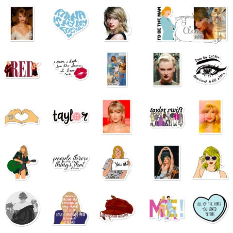 Zestaw Naklejek Wlepki StickerBomb Piosenkarka Tyler Swift Sing Music N432
