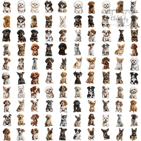 Zestaw Naklejek Wlepki StickerBomb Słodkie Pieski Dog Dogs Pies Mix N451