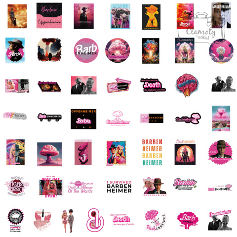 Zestaw Naklejek Wlepki StickerBomb Barbie Barbenheimer Oppenheimer N441
