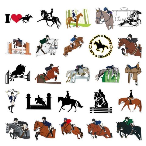 Zestaw Naklejek Wlepki StickerBomb Jeździec Horse Konie Jeździectwo N415
