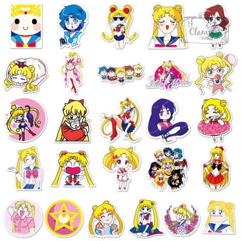 Zestaw Naklejek Wlepki StickerBomb Czarodziejka Z Księżyca Anime N430
