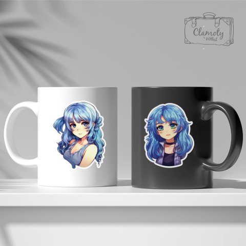 Zestaw Naklejek Wlepki StickerBomb Blue Anime Girl Niebieski Motyw N442