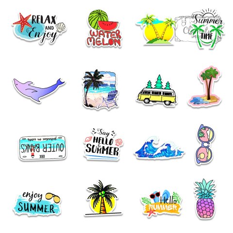 Zestaw Naklejek Wlepki StickerBomb Surf Hawaii Island Palm Sea Ocean N456