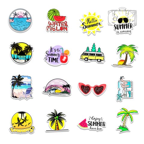 Zestaw Naklejek Wlepki StickerBomb Surf Hawaii Island Palm Sea Ocean N456