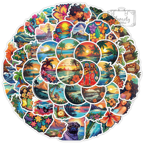 Zestaw Naklejek Wlepki StickerBomb Aloha Hawaii Island Surf Hawaje N424
