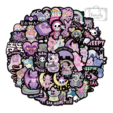Zestaw Naklejek Wlepki StickerBomb Creepy Skull Czaszki Kawaii Anime N429