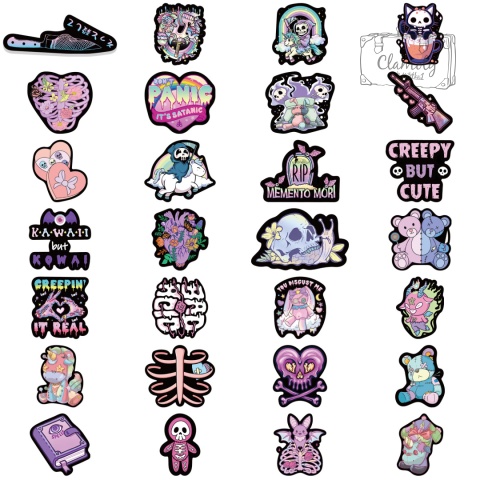 Zestaw Naklejek Wlepki StickerBomb Creepy Skull Czaszki Kawaii Anime N429