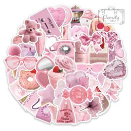 Zestaw Naklejek Wlepki StickerBomb Róż Różowy Motyw Pink Style Mix N458