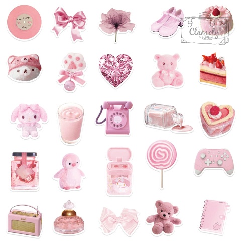 Zestaw Naklejek Wlepki StickerBomb Róż Różowy Motyw Pink Style Mix N458