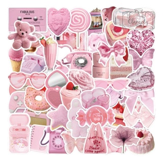 Zestaw Naklejek Wlepki StickerBomb Róż Różowy Motyw Pink Style Mix N458