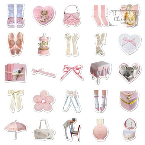 Zestaw Naklejek Wlepki StickerBomb Róż Motyw Pink Style Classic Mix N460