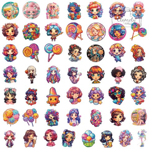 Zestaw Naklejek Wlepki StickerBomb Anime Style Girls Manga Girl Mix N450