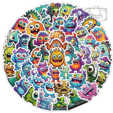 Zestaw Naklejek Wlepki StickerBomb Śmieszne Potwory Potworki Monster N452