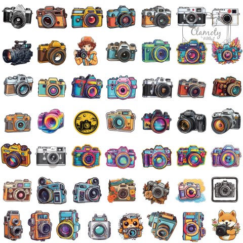 Zestaw Naklejek Wlepki StickerBomb Aparat Fotograficzny Aparaty Camera N445
