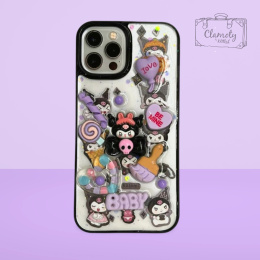 Etui Case Obudowa Iphone 15 Czarno Fioletowy Kuromi