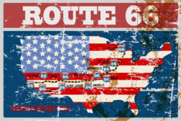 Tablica Ozdobna Blacha 20x30 cm American Flag Route 66 Retro Vintage