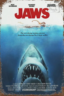 Tablica Ozdobna Blacha 20x30 cm Jaws Szczęki Film Retro Vintage