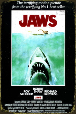 Tablica Ozdobna Blacha 20x30 cm Jaws Szczęki Movie Retro Vintage