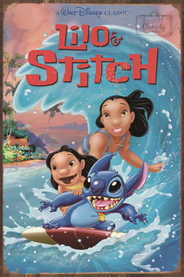 Tablica Ozdobna Blacha 20x30 cm Lilo & Stitch Retro Vintage