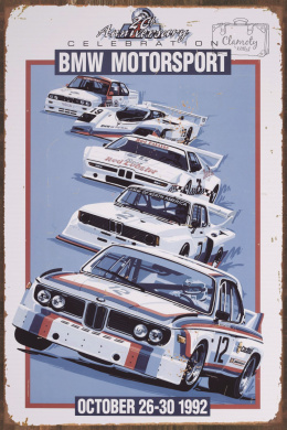 Tablica Ozdobna Blacha 20x30 cm BMW Motorsport 1992 Retro Vintage