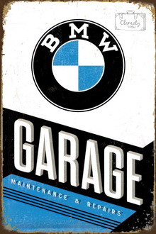 Tablica Ozdobna Blacha 20x30 cm BMW Garage Garaż Retro Vintage